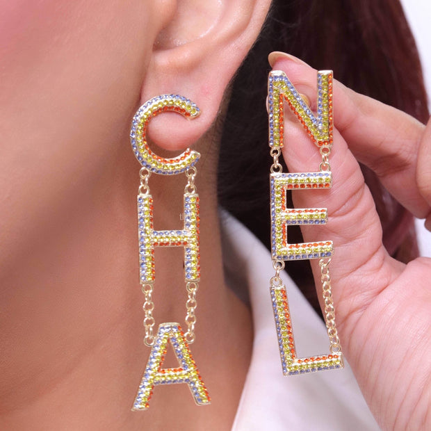 Double C long multicolored dangles