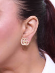 Double G pearl earrings in gold finish