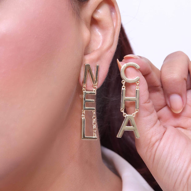 Double C long gold dangles