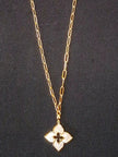 Alphabet RC Gold Plated White Clover Plain Pendant Necklace