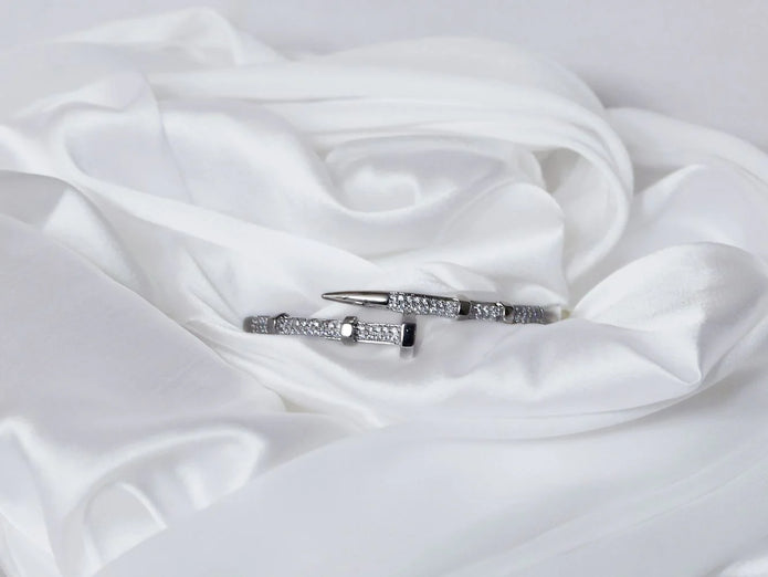 Platinum Plated CZ Nail and Nut Bracelet