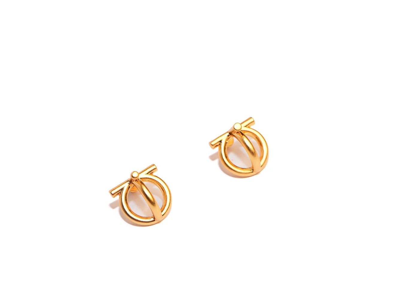 Alphabet SF Double Loop Matt gold Studs