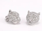 Panther head stud earrings in platinum plating and cz