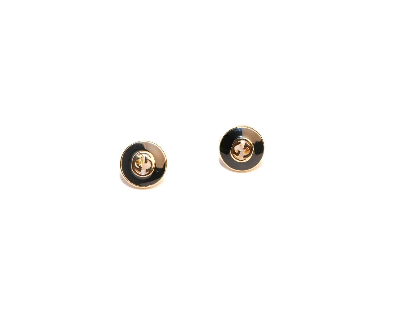 Double G black enamel studs gold