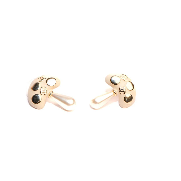 Double C White Mushroom Studs