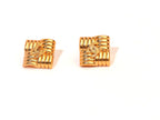 square twin c textured earrings gold