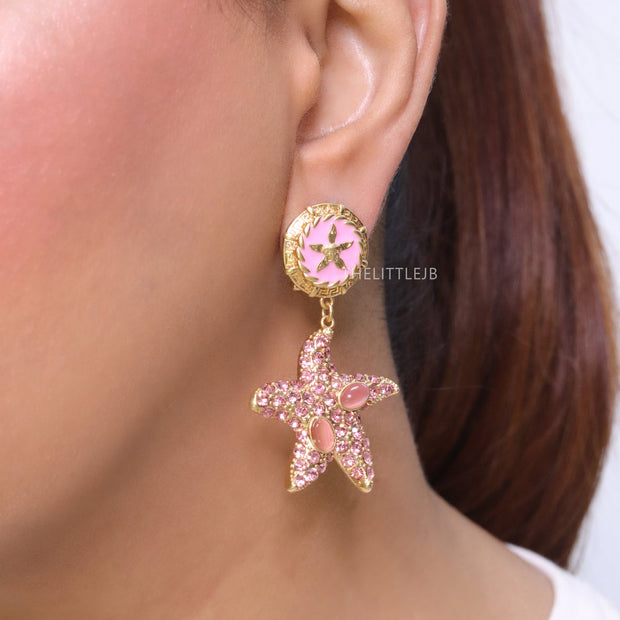 Pink gold star dangles