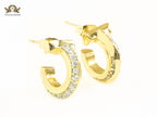 Alphabet T gold hoops with cz