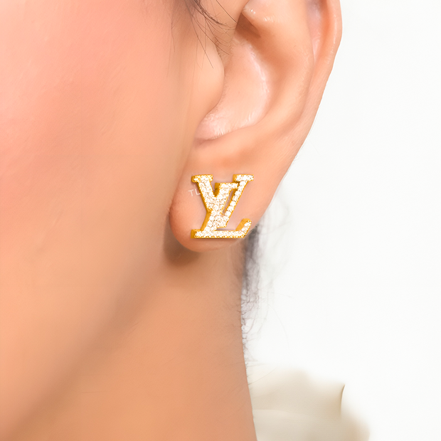 Alphabet L Gold CZ studs