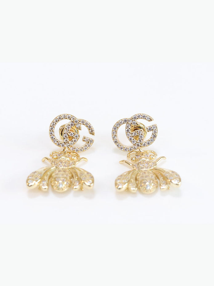 Double G gold dragon fly CZ dangles