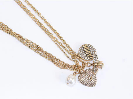Alphabet Pearl and charm pendants necklace 4 charms