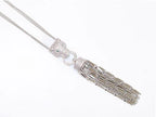 Platinum panther face sleek tassel pendant