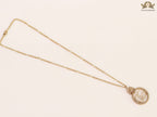 Gold plated lion face and double G initial necklace
