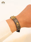 Alphabet L & V brown leather bracelet