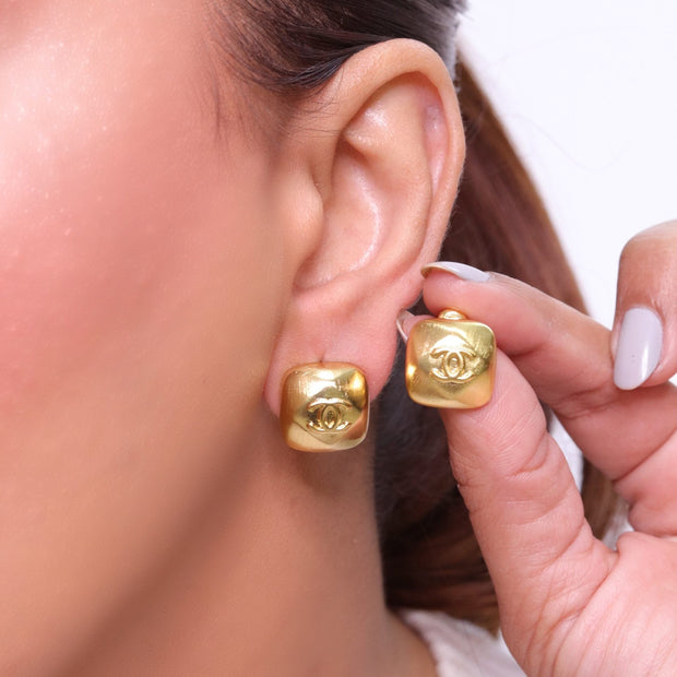 Double C matte gold studs