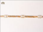 Alphabet CD linked chain bracelet with CZ