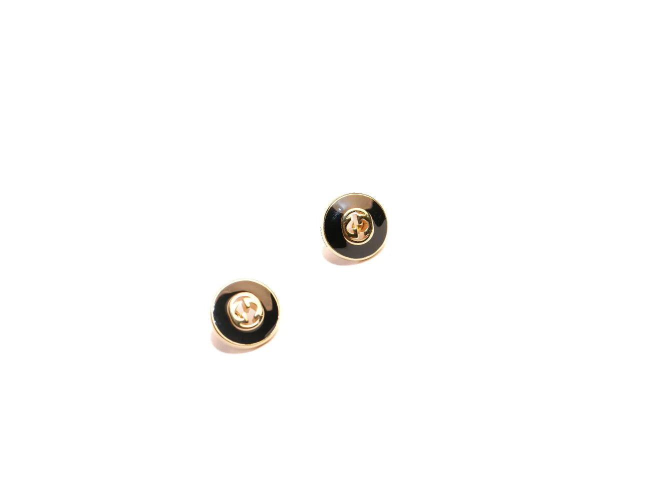Double G black enamel studs gold
