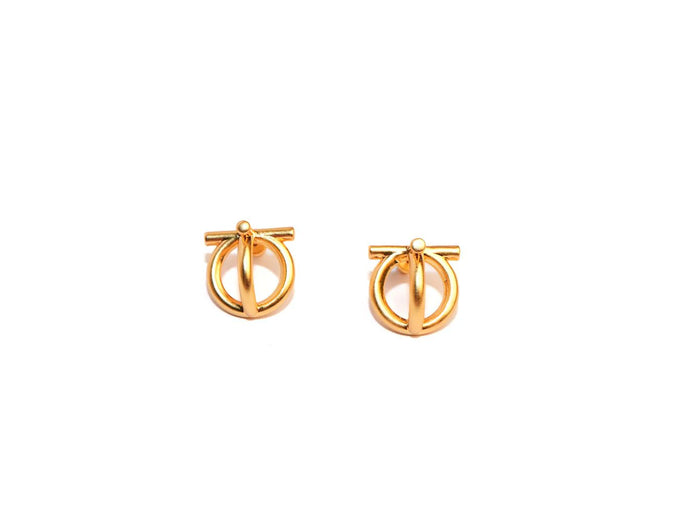 Alphabet SF Double Loop Matt gold Studs