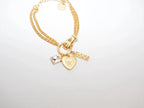 Elegant Gold Charm Bracelet with Heart and Crystal
