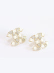 Double C White Enamel CZ  earrings