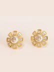 Gold sun double C CZ and Pearl earrings