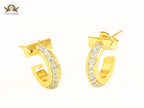 Alphabet T gold hoops with cz