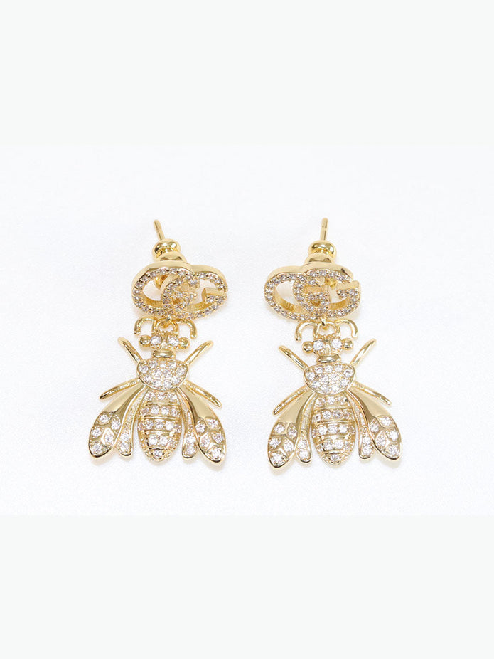 Double G gold dragon fly CZ dangles