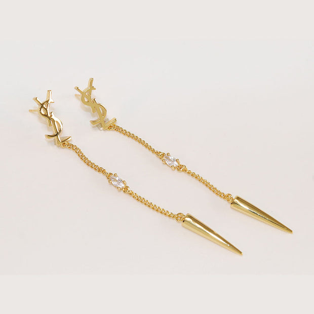 Alphabet YSL CZ and spike dangles