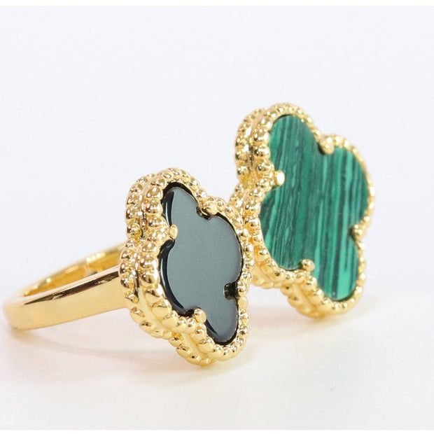 Double BLACK & GREEN malachite ring