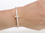 Alphabet T bracelet with full CZ in rose gold finish