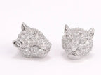 Panther head stud earrings in platinum plating and cz
