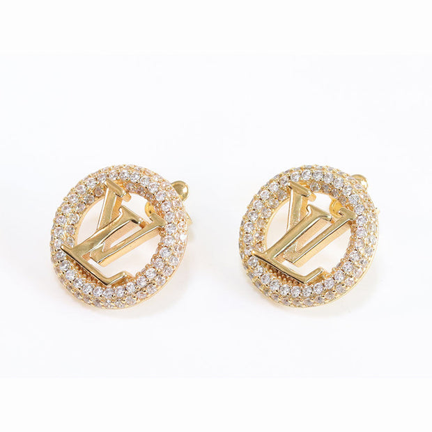 Gold Alphabet L and V CZ studs 20mm