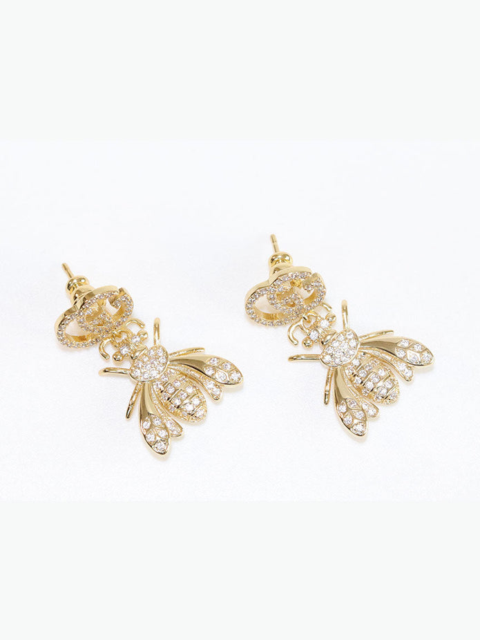 Double G gold dragon fly CZ dangles
