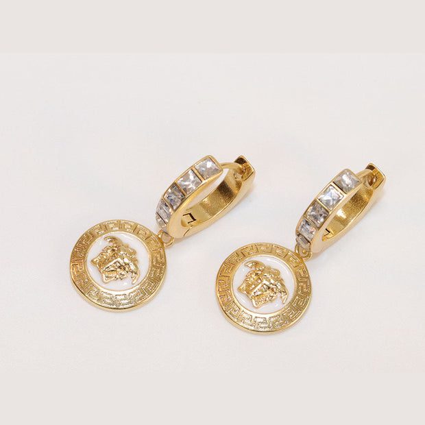 Medusa gold and white dangles