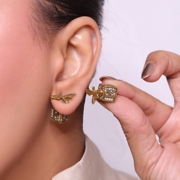 Rustic dragon fly square studs