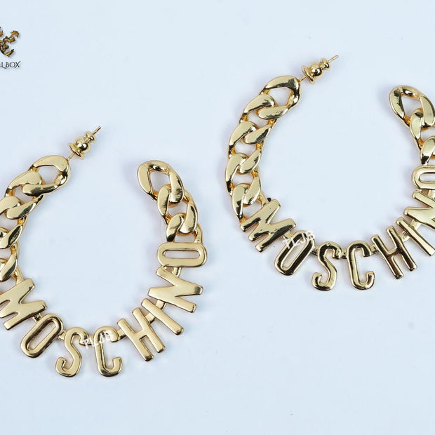 Alphabet M gold hoops