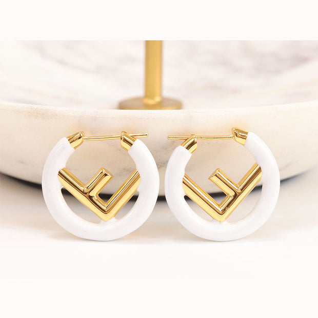 White Alphabet F Hoops 25mm