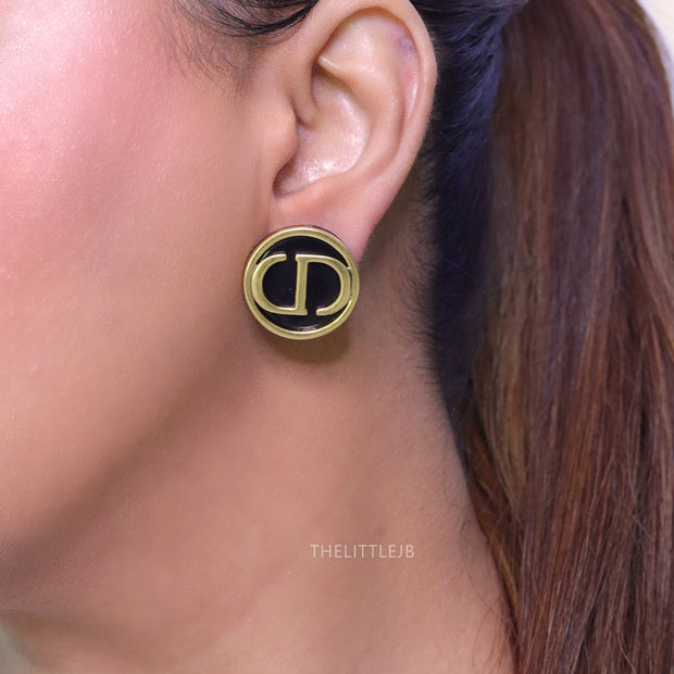 Black & Gold enamel studs