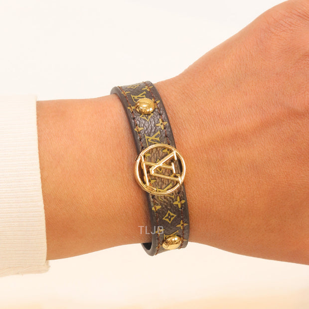 Alphabet L & V brown leather bracelet