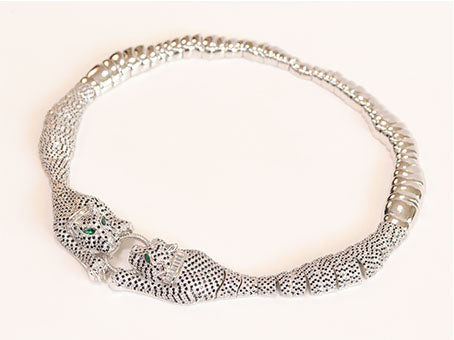Platinum panther body necklace