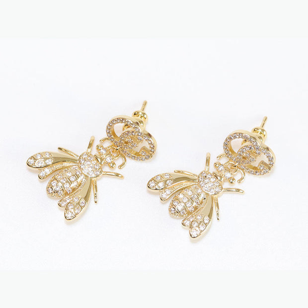 Double G gold dragon fly CZ dangles