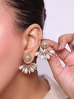 Double G rustic long pearl earrings