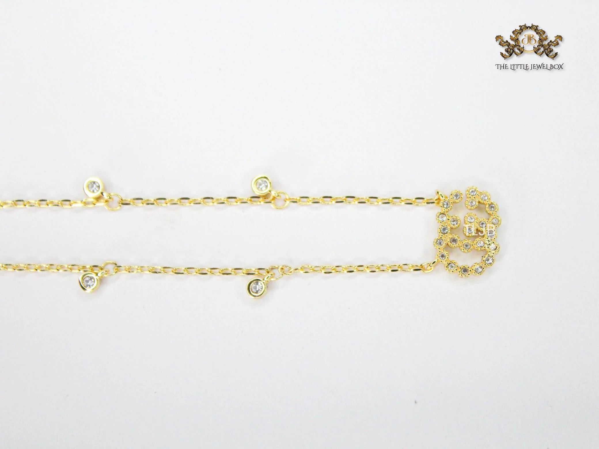 Alphabet Double G chain with CZ in gold