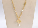 Lion and pearl drop link double C chain