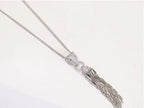 Platinum panther face sleek tassel pendant