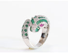 Platinum snake ring with green CZ