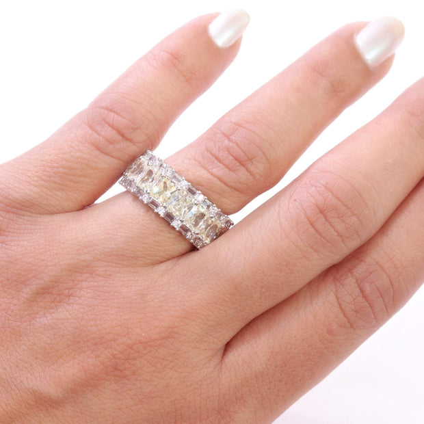 Silver plated baguette ring