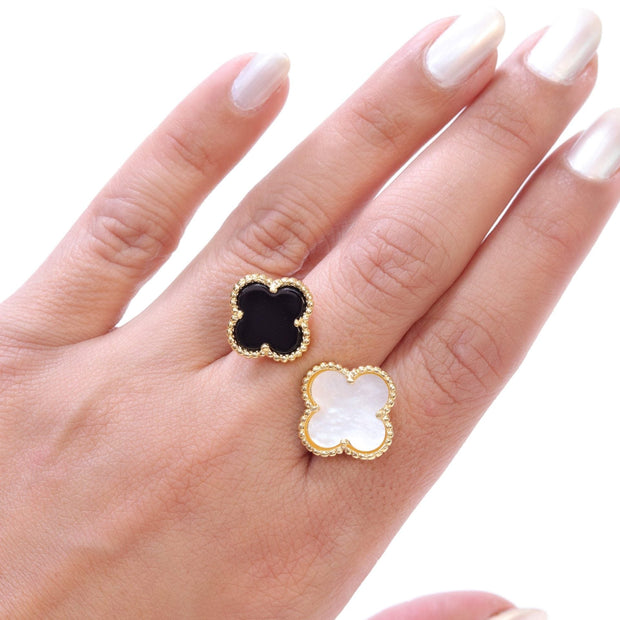 Double WHITE & BLACK malachite ring
