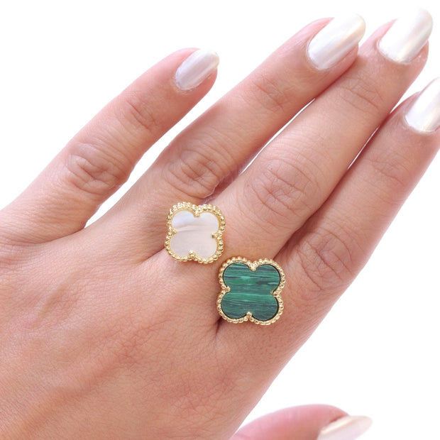 Double WHITE & GREEN malachite ring