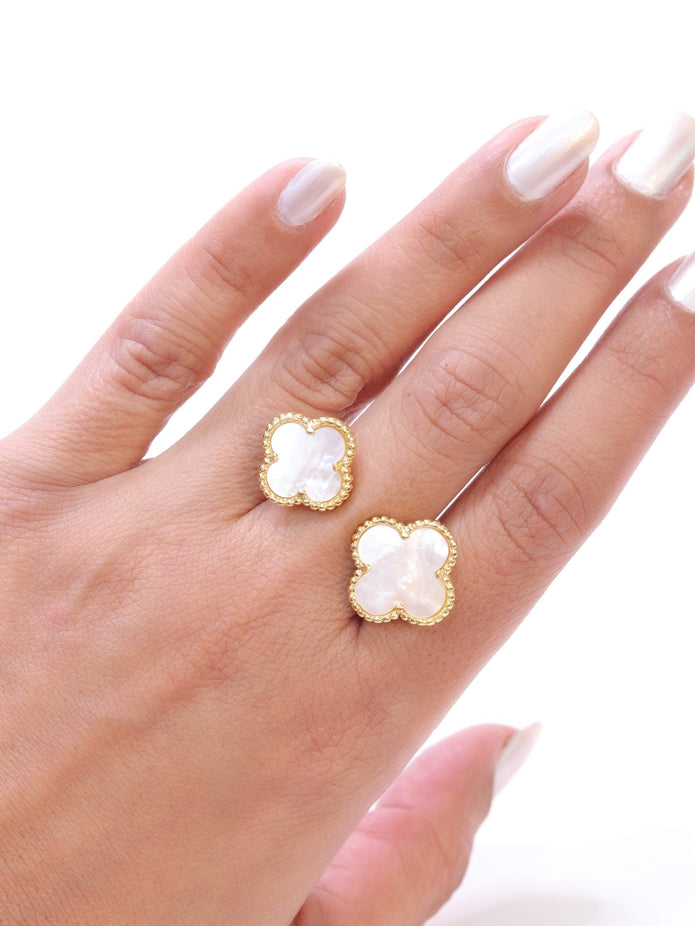Double WHITE malachite ring